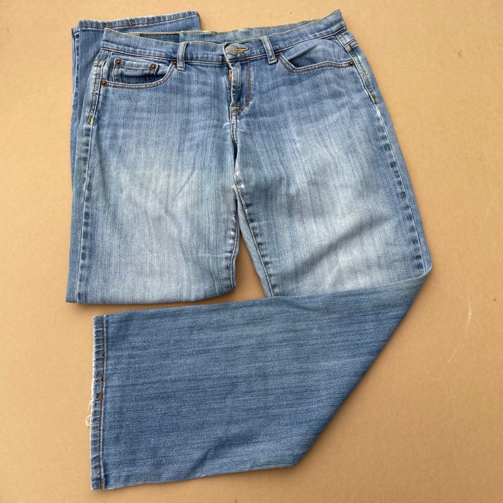 LuckyBrand Jeans Women 6/28 Blue Pre-owned Good Easy Rider Peace Logo Distressed